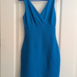 Express Blue Pleated Sheath Mini Dress